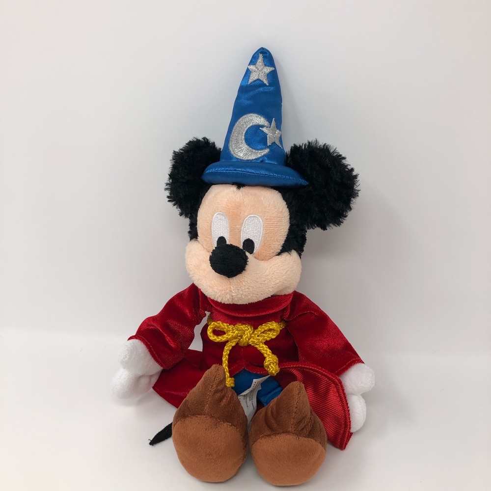 Disney Parks Sorcerer Mickey Mouse Plush Doll Red Blue Fantasmic Fuzzy Ears